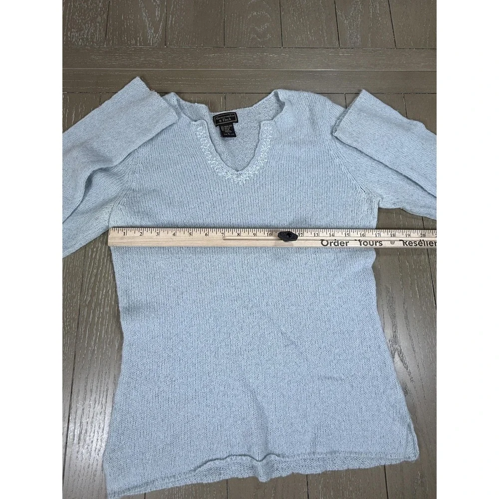 Vintage‎ Abercrombie & Fitch Sweater Womens Large Light Blue Merino Wool Blend